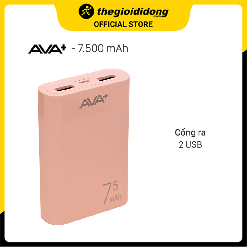 Pin sạc dự phòng 7500 mAh AVA+ LJ JP199 - Hàng chính hãng - Hồng