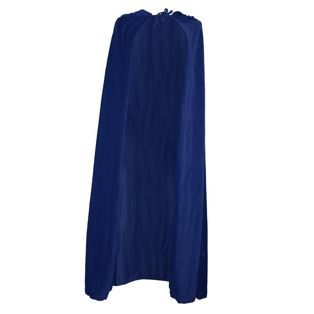 2 Pieces Velvet Hooded Cape Gothic Cloak Medieval Witch Costume Blue Green