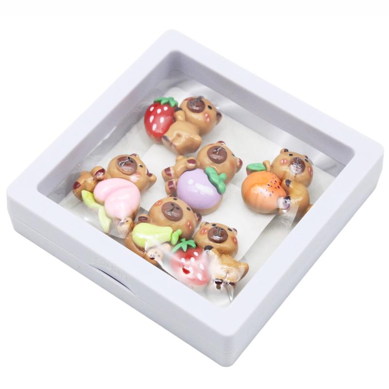 Bộ 6 Nhãn Dán 3D Capybara Ôm Trái Cây Vui Nhộn