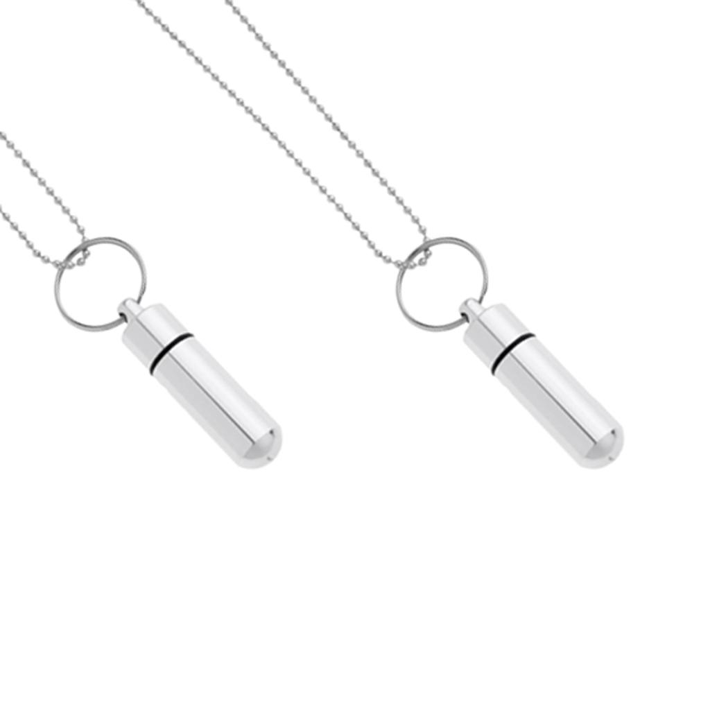 2Pcs Pill Box Aluminum Outdoor Waterproof Pendant Capsule Sealed Bottle 5cm