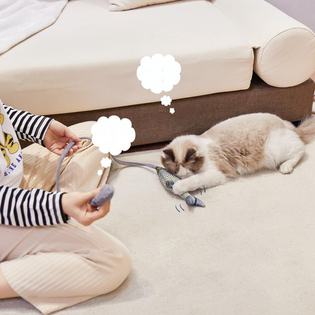 Moving Fish Cat Toy Realistic Interactive Flopping Fish Cat Kicker Catnip Toys for Indoor Cats Pets Kitten Manual Control Wagging Fish