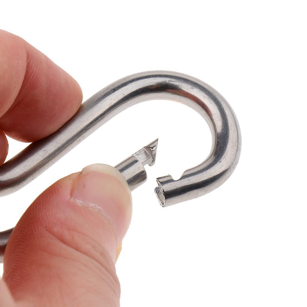 Heavy Duty 304 Stainless Steel Spring Snap Hook Carabiner Keychain Clips