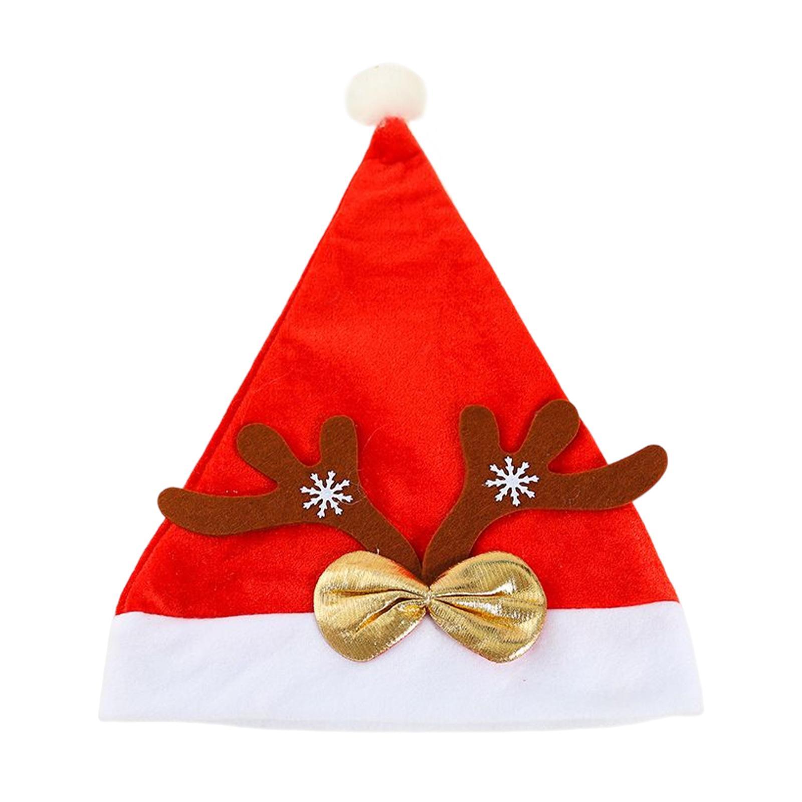 Antler Hat Red Santa Claus Xmas Hat Cap for Masquerade Stage Performance