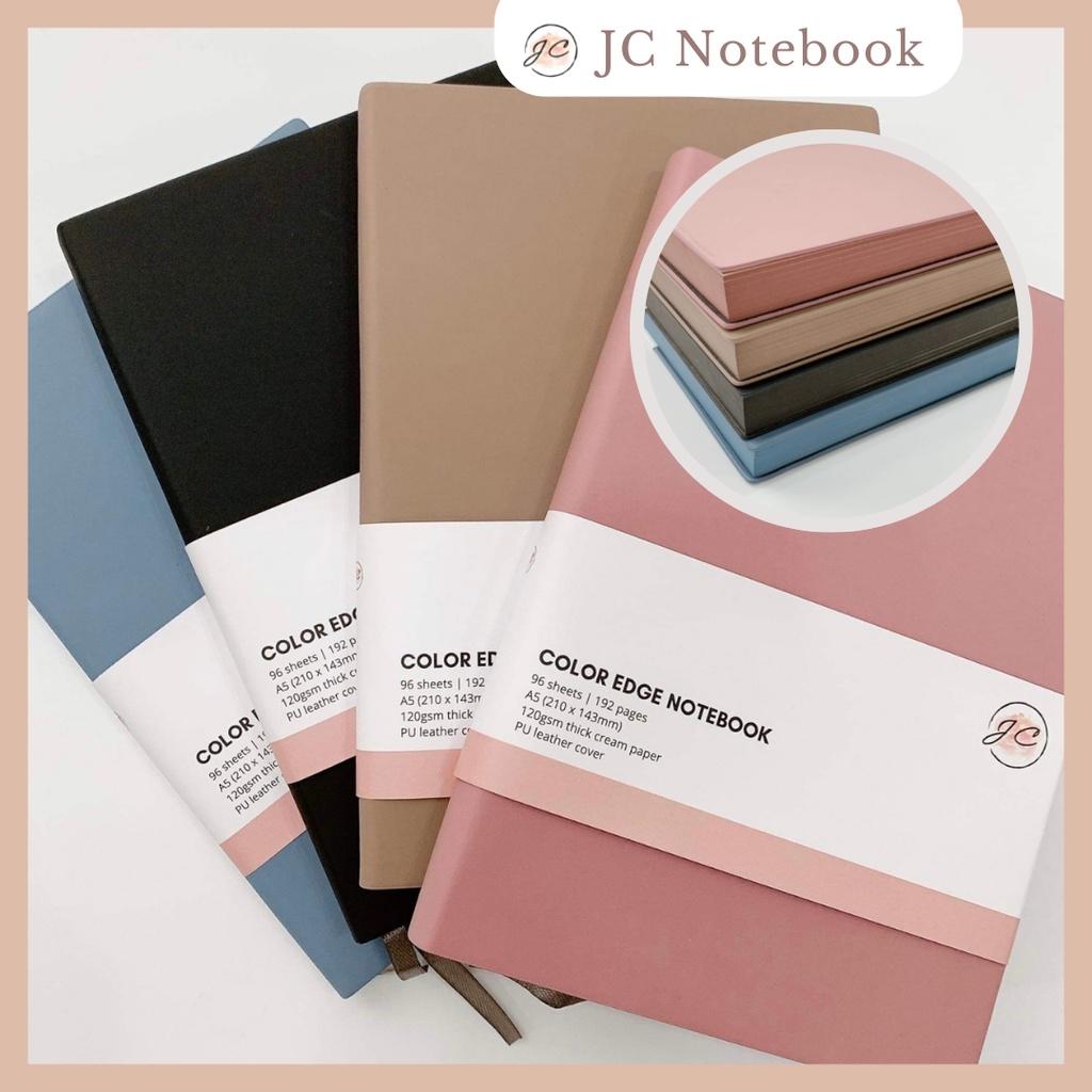Dusty Pink Color Edge Notebook - Sổ Tay Bìa Da Mềm - Da PU A5 In Viền Màu - Sổ Line Ruột Kẻ Ngang
