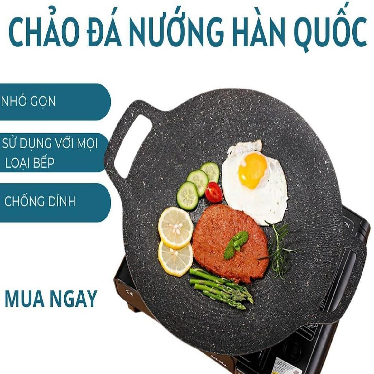 Chảo Nướng Chống Dính, Không Khói Không Cần Dầu Nhập Khẩu Hàn Quốc, Size 34cm, Chảo Đa Năng Chiên, Sào, Gián, Nướng BBQ