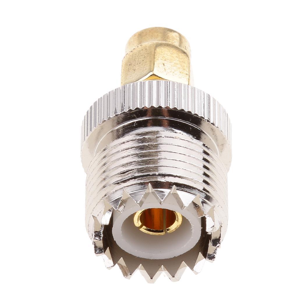 2X UHF SO-239 SO239 Female to SMA Gold Male Connector Coaxial Connector Adapter