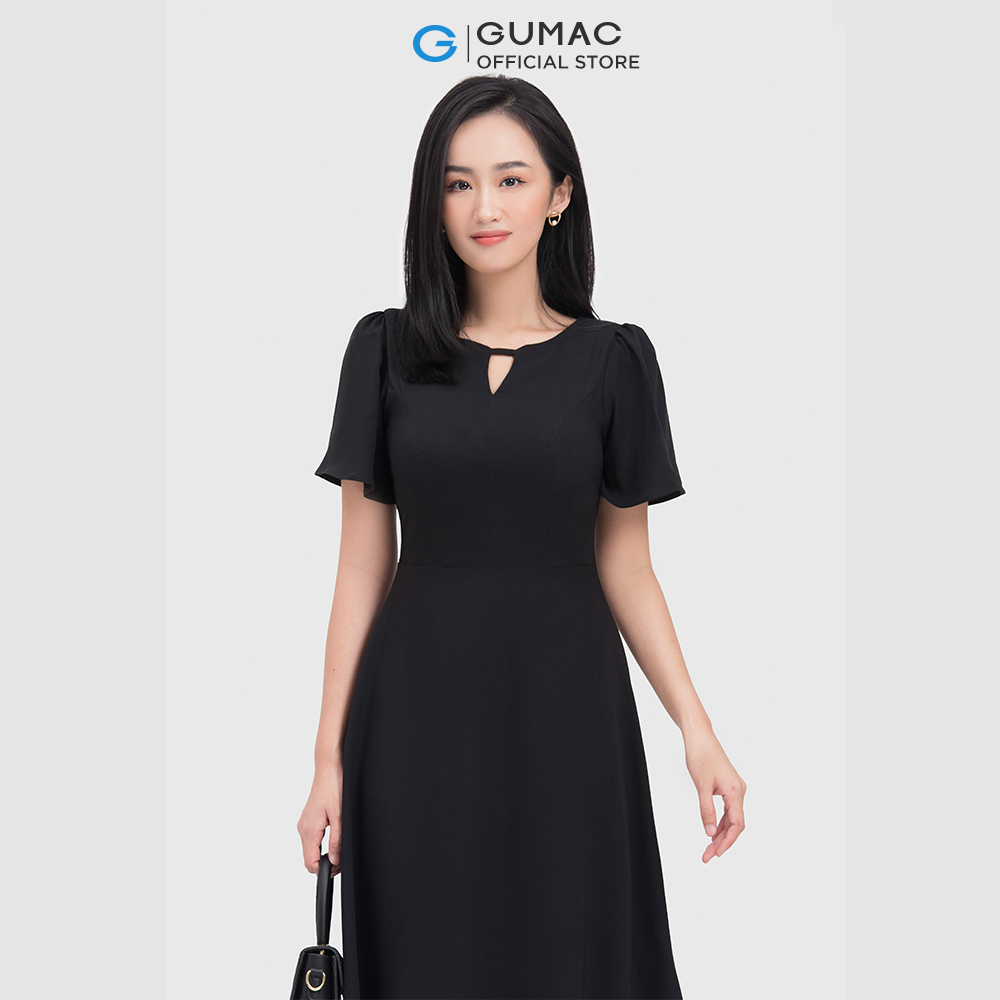 Đầm nữ DC05029 form A hơi xòe nhẹ cổ tròn khét chữ V