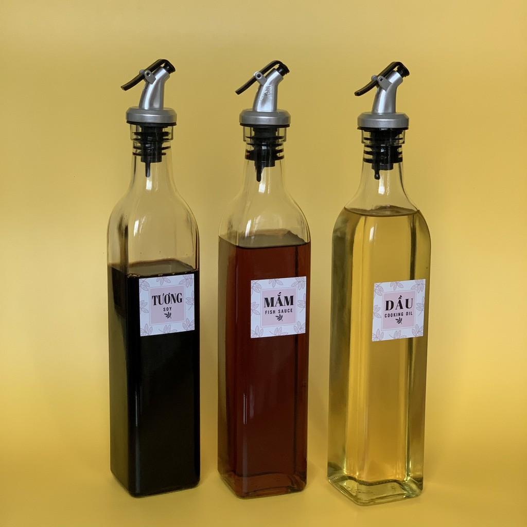 COMBO 3 Chai đựng gia vị Chai chiết dầu ăn , nước mắm chất lỏng bằng thủy tinh