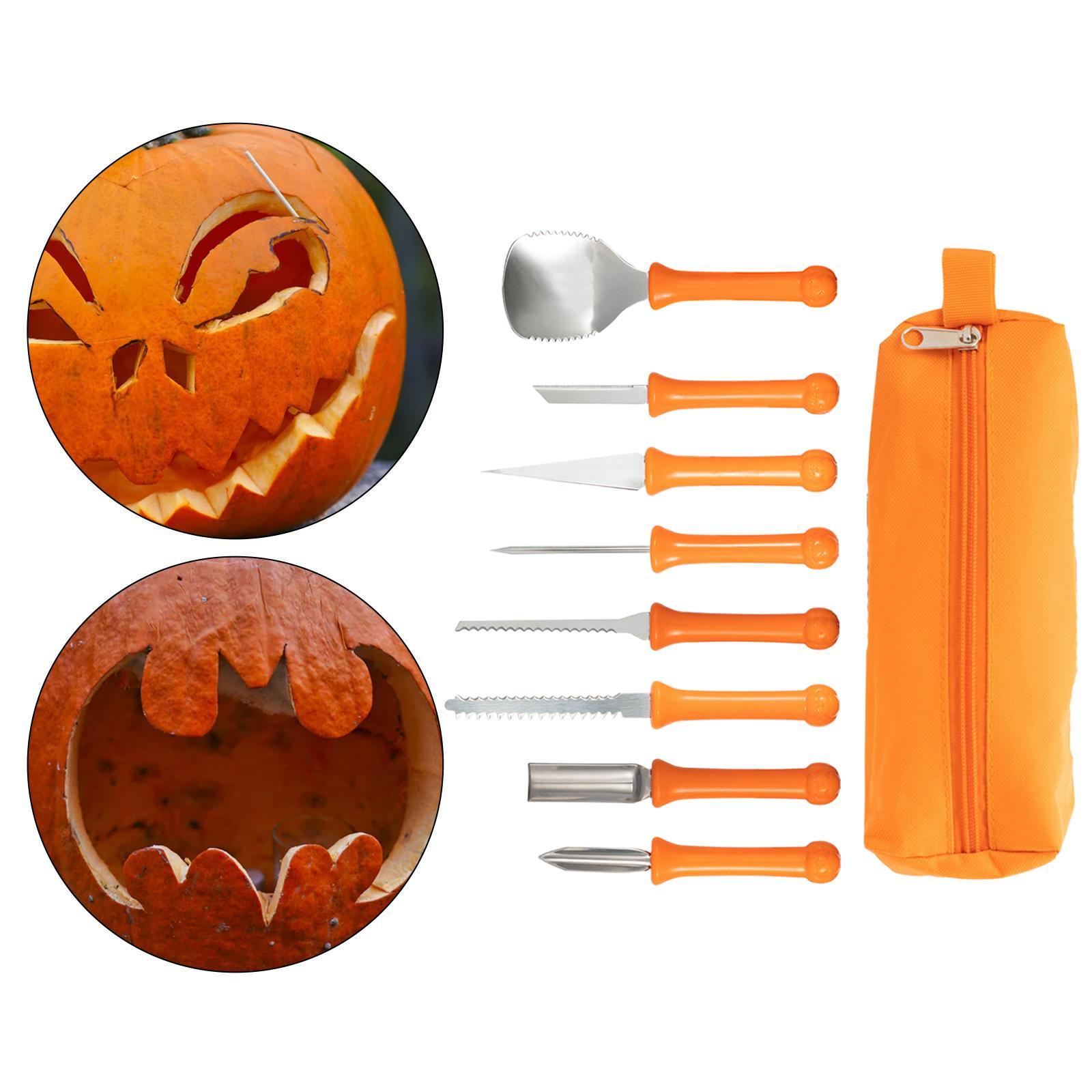 8 Pieces Pumpkin Carving Kit Carving Set Heavy Duty Stainless Steel Sculpting Tools Carver Set for Halloween Pumpkin Lantern DIY Kids Adults