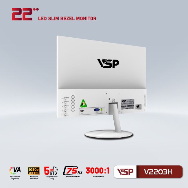 MÀN HÌNH PHẲNG VSP 22INCH TRÀN VIỀN V2203H (FullHD, 75Hz, HDMI, VGA) - JL - HÀNG CHÍNH HÃNG