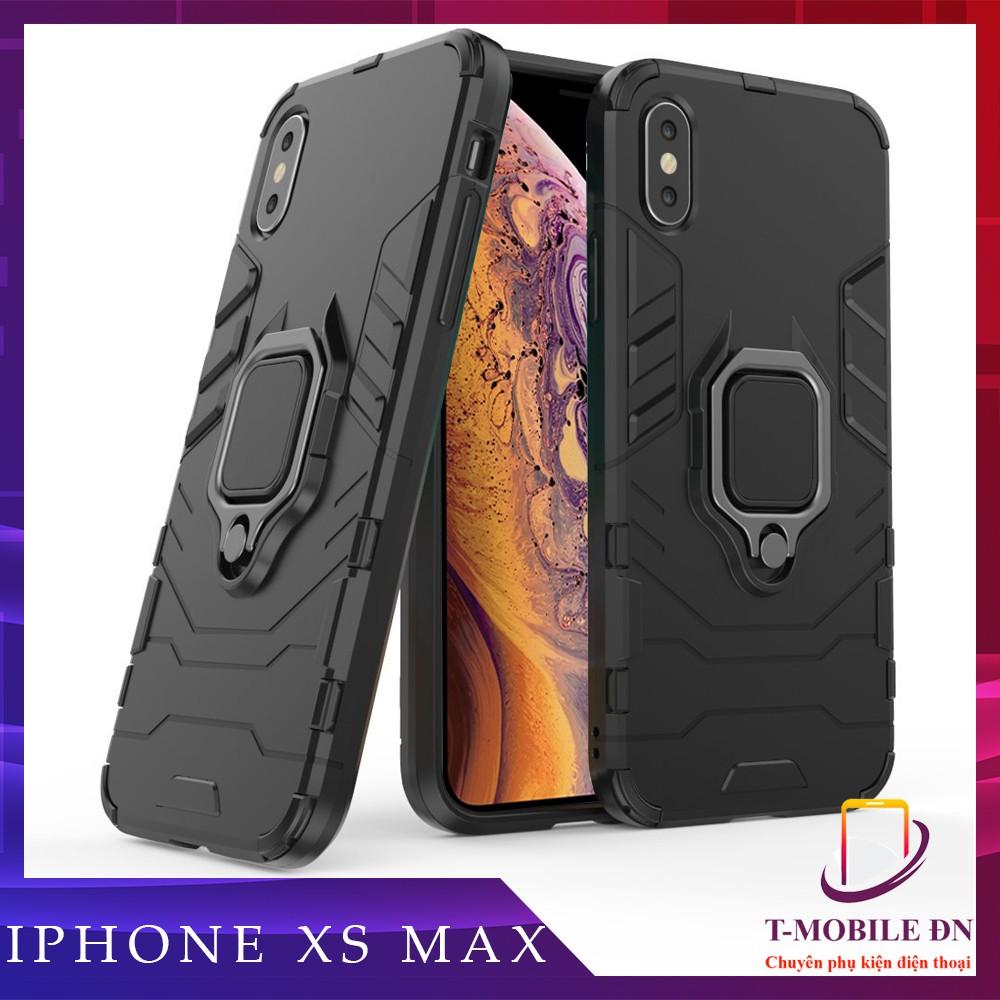 Ốp lưng cho iPhone XS Max iron man chống sốc kèm nhẫn xoay chống xem video bảo vệ camera