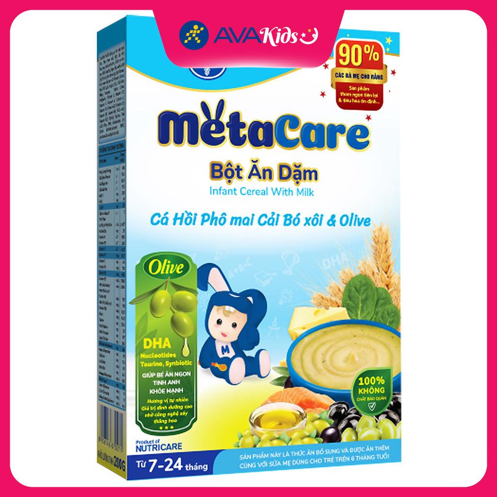 Bột ăn dặm MetaCare cá hồi, phô mai, cải bó xôi và olive hộp 200g (7 - 24 tháng) - Hàng Chính Hãng