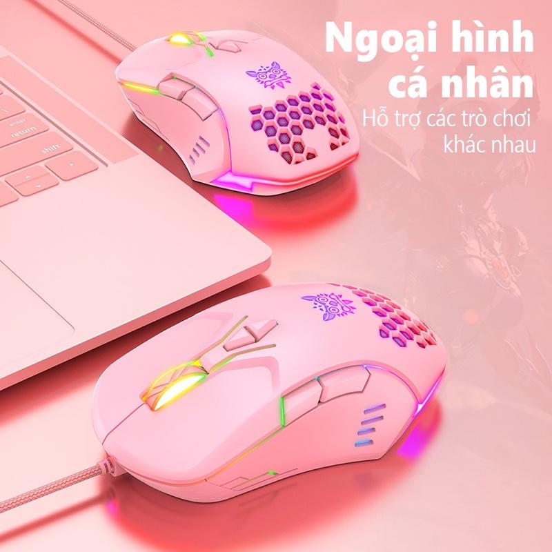 Chuột chơi game có dây ONIKUMA CW902 màu hồng với đèn RGB [Hàng chính hãng]