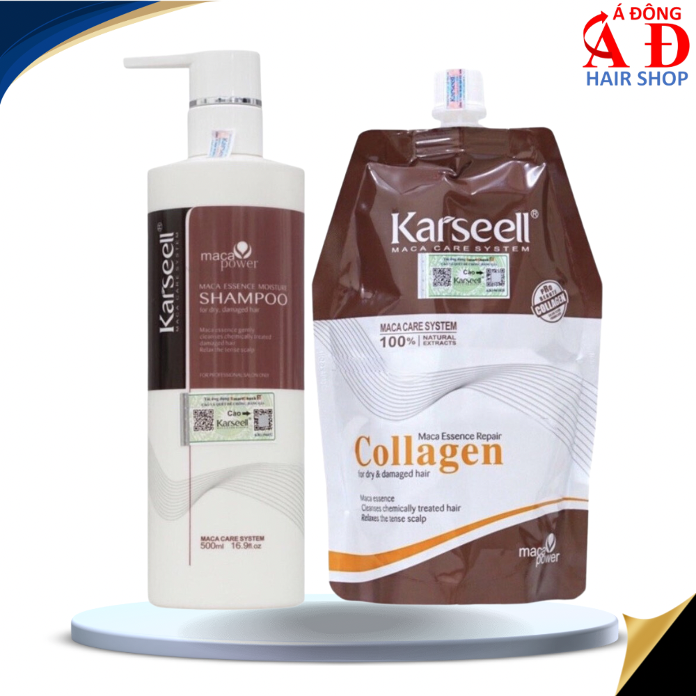 Combo gội ủ Collagen Karseell Maca siêu mượt cho tóc khô hư tổn 500ml