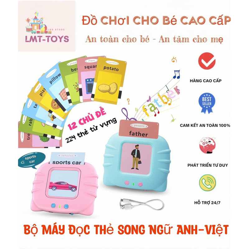 [QUÀ TẶNG KHÔNG BÁN] Máy Đọc Thẻ Tiếng Anh, Máy đọc thẻ Flashcard Song Ngữ Anh cho bé