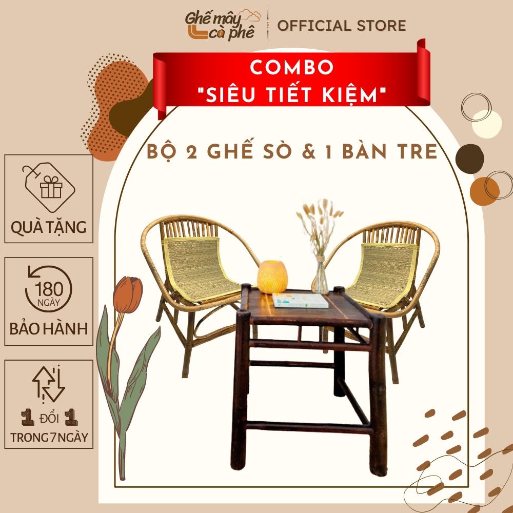 (Combo siêu tiết kiệm) Bộ bàn ghế mây tre tự nhiên, phù hợp làm quán Cafe / bàn ghế ban công gia đình / Homestay