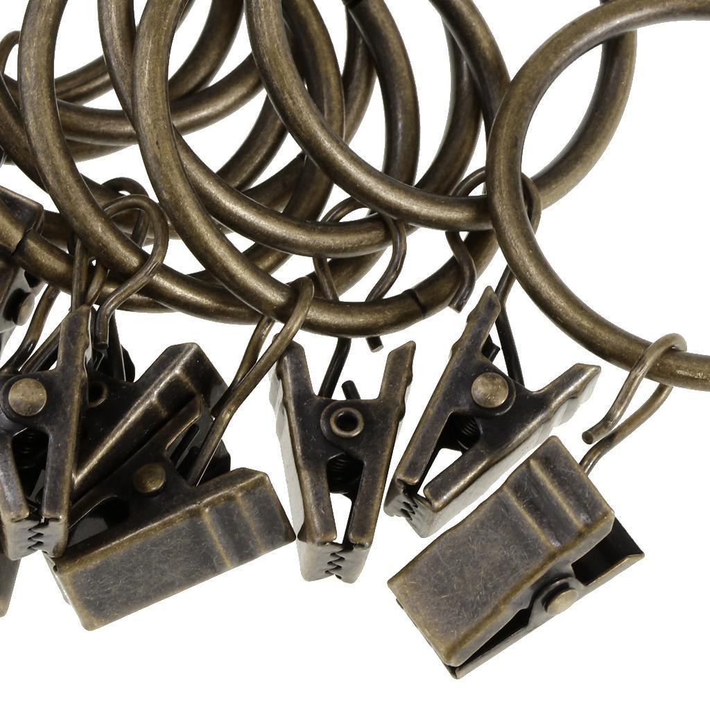 12 Pieces Metal Curtains Drapery Rings with Clips