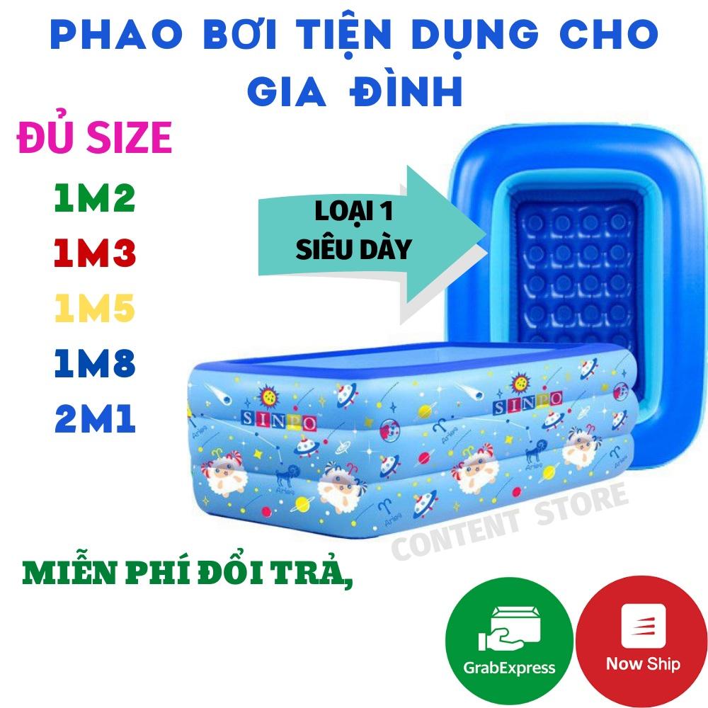 Bể bơi phao cho bé kích từ 1m2 - 2m1,3 Tầng, bể bơi bơm hơi có đáy chống trơn, tặng kèm bộ keo vá