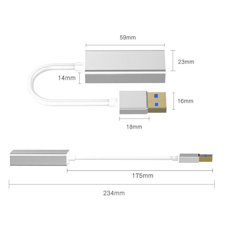 Cáp USB 3.0 to Lan vỏ nhôm cao cấp