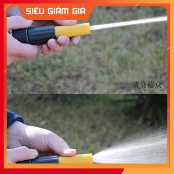 Bộ dây vòi xịt nước rửa xe, tưới cây . tăng áp 3 lần, loại 15m 206622-5 cút sập,nối đen+ tặng mở chai