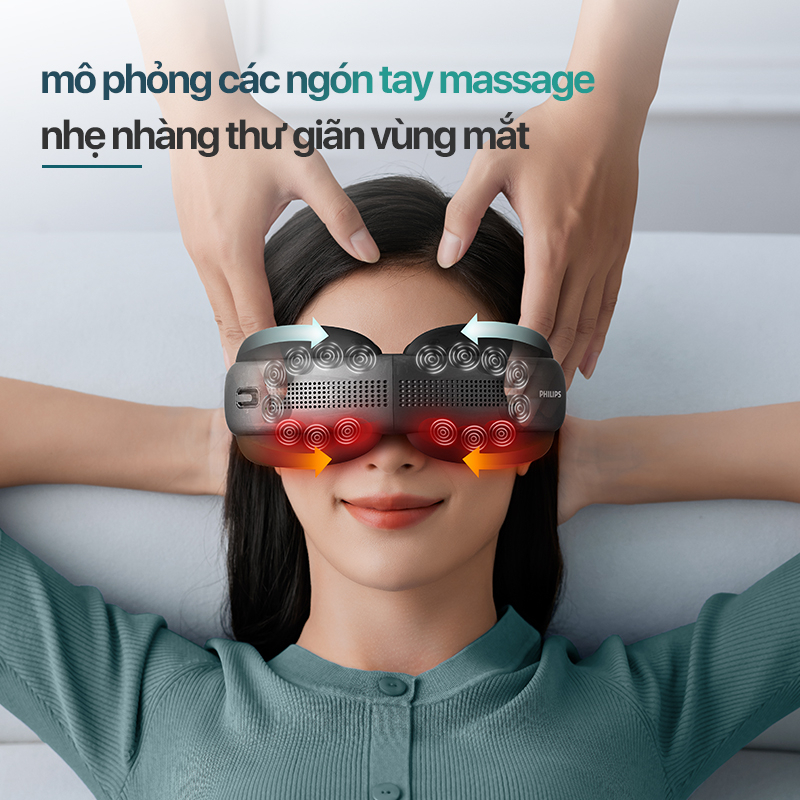 Máy Massage Mắt PHILIPS PPM2522 Trang bị hiệu ứng âm thanh giúp mắt thư giãn không bị mỏi mắt - Hàng nhập khẩu