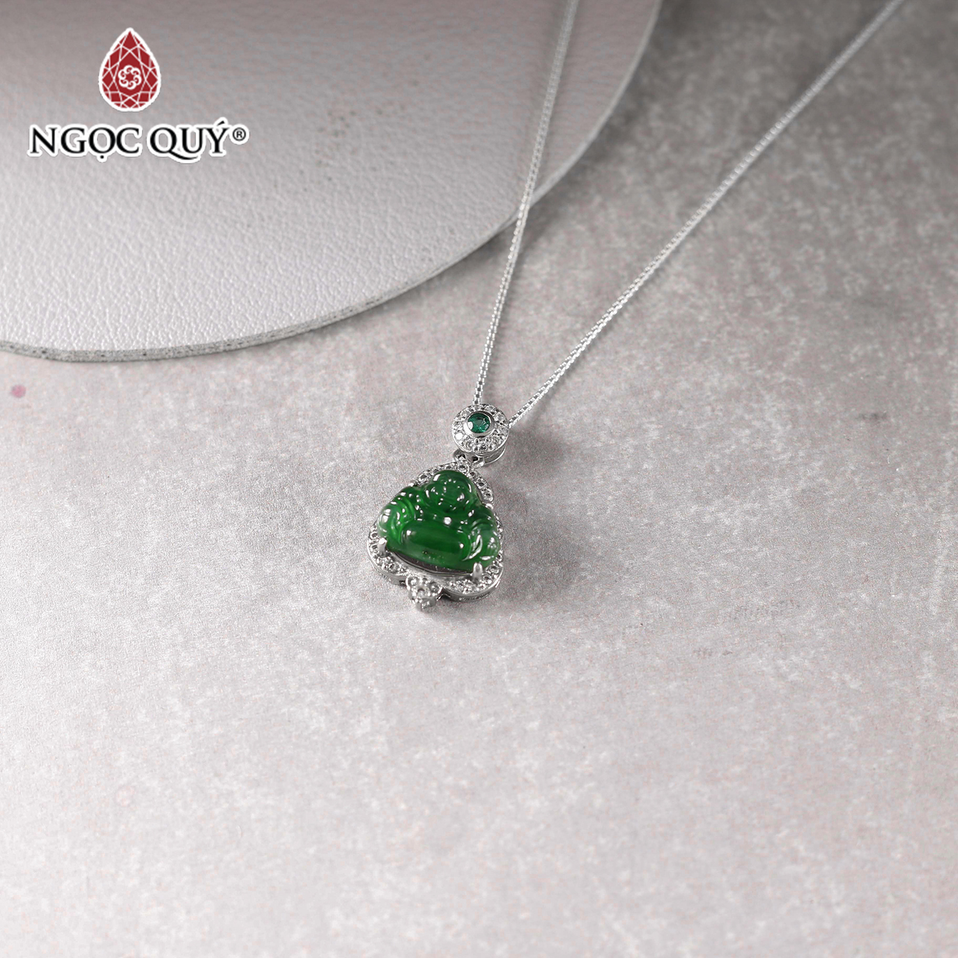 Dây chuyền Di lặc phỉ thúy cao băng lục type A - 15x12mm dài 19mm - Ngọc Qúy Gemstones