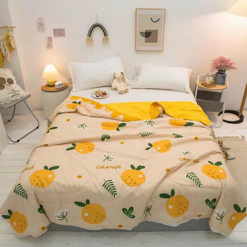 Chăn Cotton Đũi hè M2T bedding Chăn đũi nhập khẩu viền ren mền mịn mát kích thước 2m x 2m2