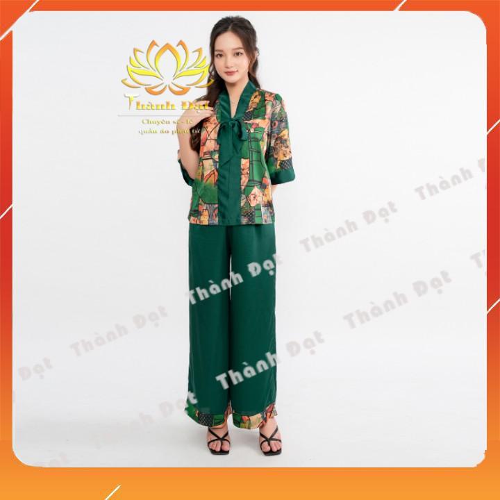 Bộ Quần Áo Đi Chùa Lụa Nơ Chất Lụa Vân Mềm Mịn, Thoáng Mát, Mặc Cực Đẹp, Thoải Mái, Duyên Dáng Trẻ Trung