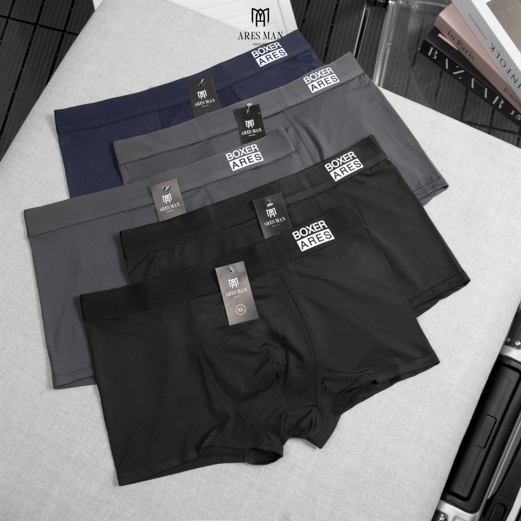 Combo 5 quần boxer nam, quần lót nam cao cấp chất thun lạnh siêu mềm mịn kháng khuẩn co giãn 4 chiều thấm hút mồ hôi tốt - Ares Shop