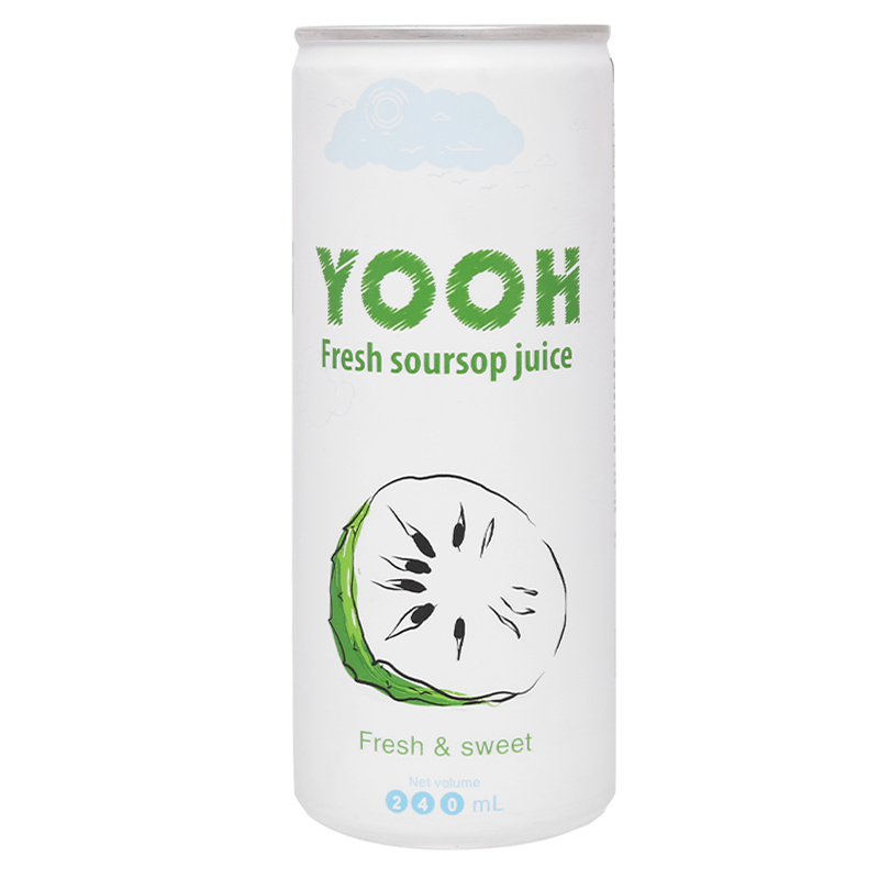 Thùng 24 lon Nước ép Mãng Cầu tươi YOOH Giàu Vitamin D & khoáng chất giải khát và bồi bổ cơ thể