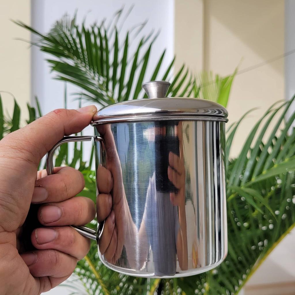 CỐC UỐNG NƯỚC, TÁCH uống trà, cà phê INOX SUS 304 700ml/ Ca thẳng INOX 304 nhiều size. Có nắp, kiểu dáng Sang Trọng