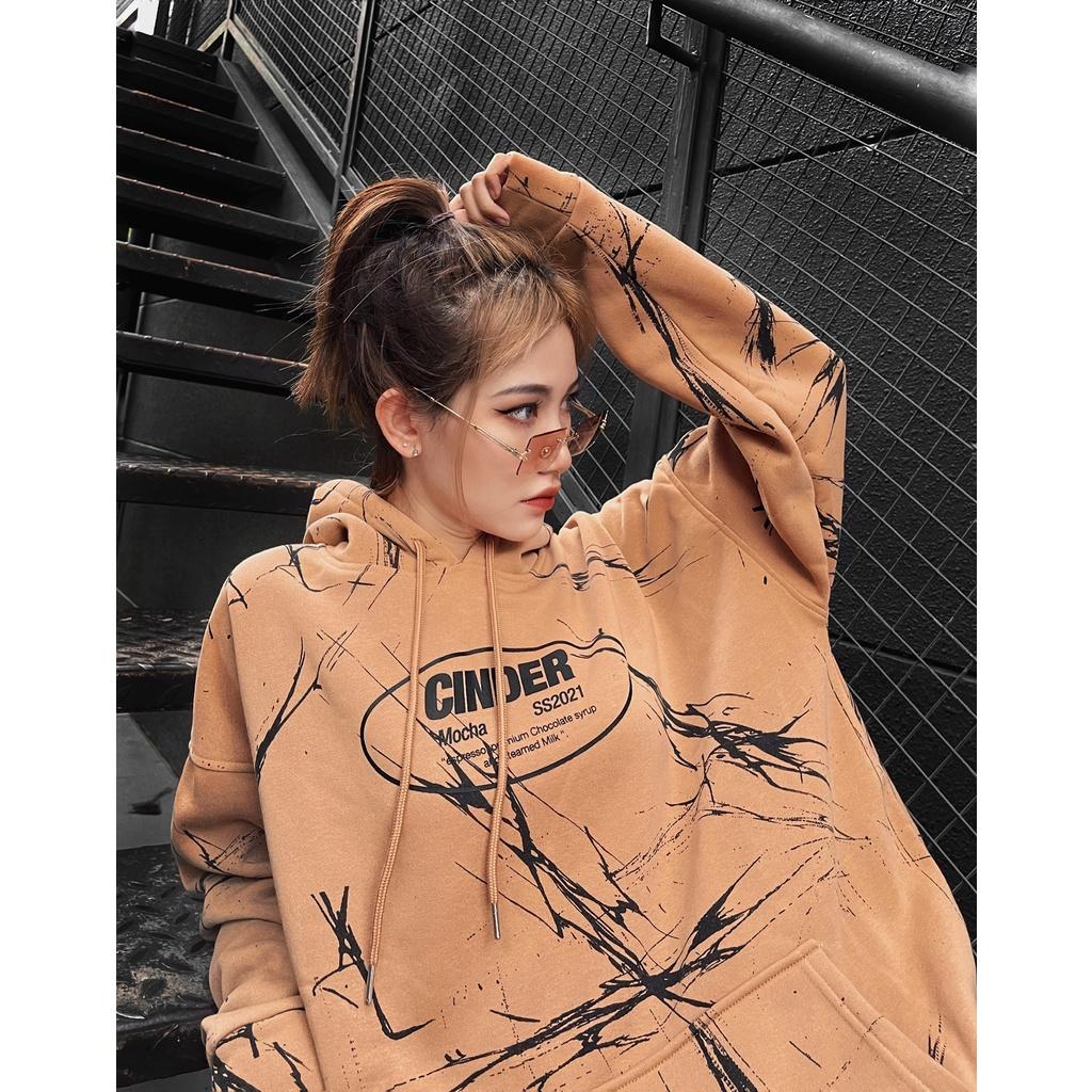 Áo Hoodie Nỉ CINDER Nam Nữ, Áo Hoodie Zip Form Rộng Unisex Đẹp (Hoodie Mocha &amp; Matcha