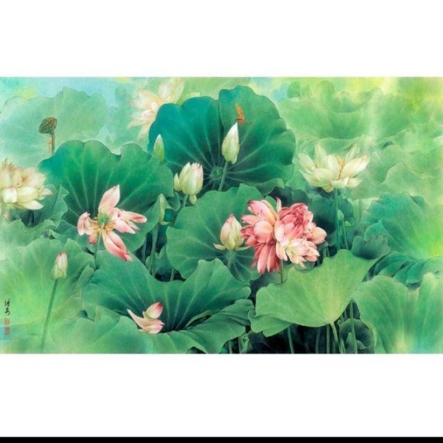 TRANH TREO TƯỜNG - TRANH TRANG TRÍ NHÀ CỬA - TRANH CANVAS MẪU HOA SEN