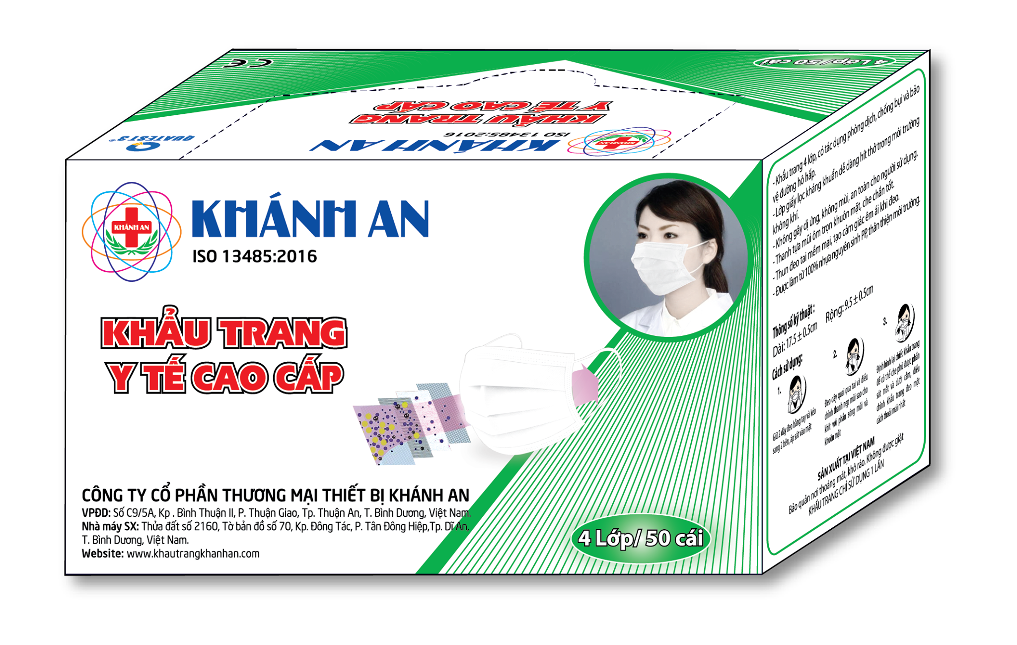 Khẩu trang y tế 4 lớp Khánh An mẫu mới SMS kháng khuẩn cao cấp