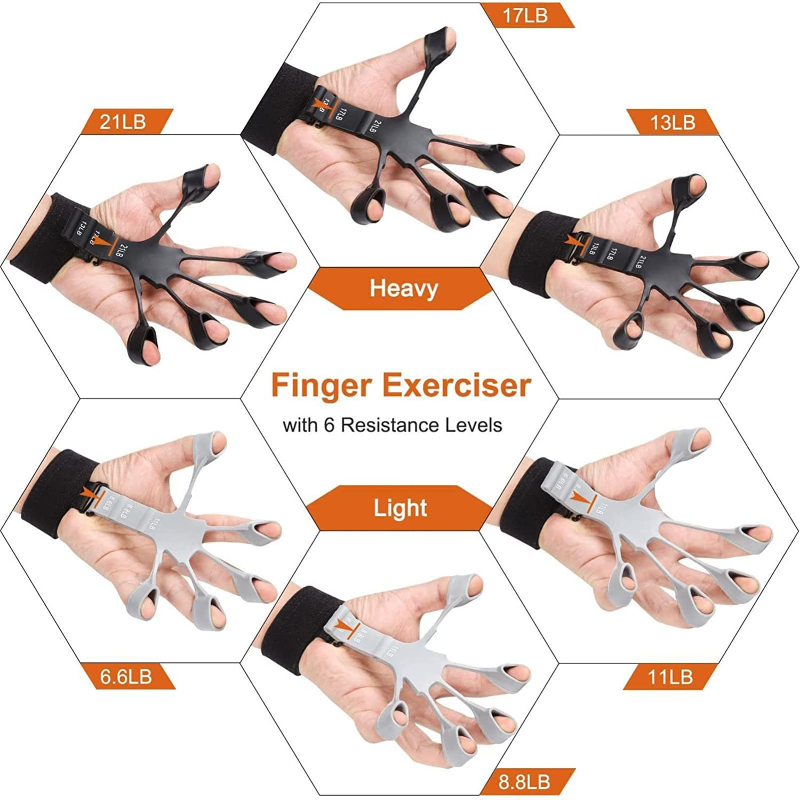 Trình huấn luyện ngón tay Silicone kìm kẹp tay cầm mạnh mẽ ngón tay tay cầm tay cầm tay huấn luyện tập thể dục đào tạo tập thể dục sức mạnh tay Color: Hollow black grey 1