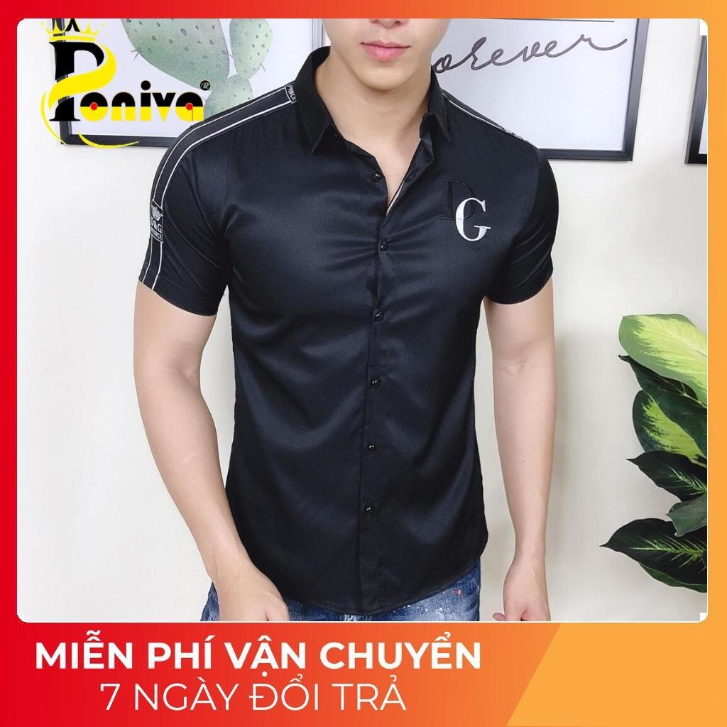 Áo Sơ Mi Nam Ngắn Tay Phối Họa Tiết DG448