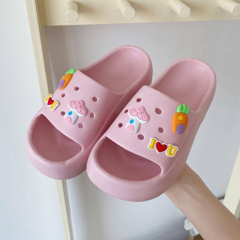 Dép bánh mì nữ đế cao, dép quai ngang kèm STICKER  dễ thương bản 2022 size 36&gt;41