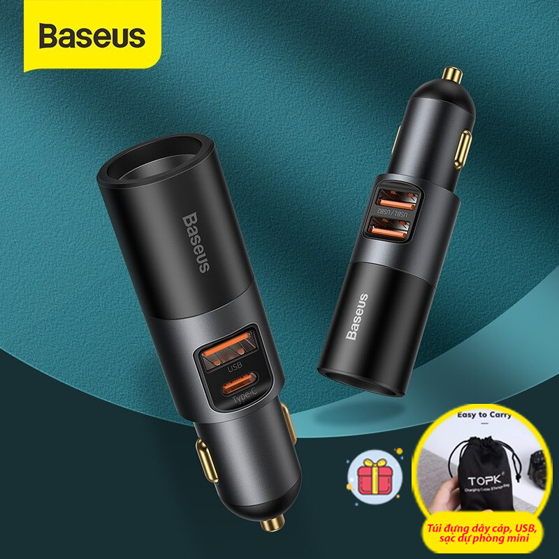 Tẩu Sạc Mini Baseus Trên Xe Hơi 120W 12-24V Cho Cho Iphone Samsung Xiaomi-Hàng chính hãng