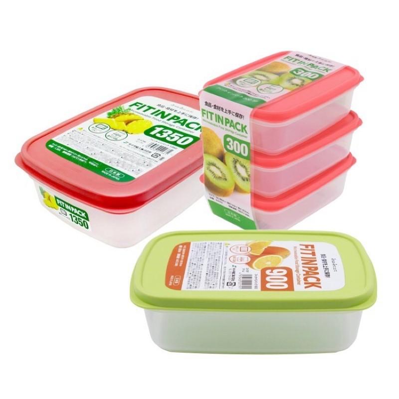 Hộp nhựa đựng thực phẩm nắp dẻo Fit in Pack 300ml 600ml 900ml 1350ml 2200ml Nhật Bản dùng được lò vi sóng
