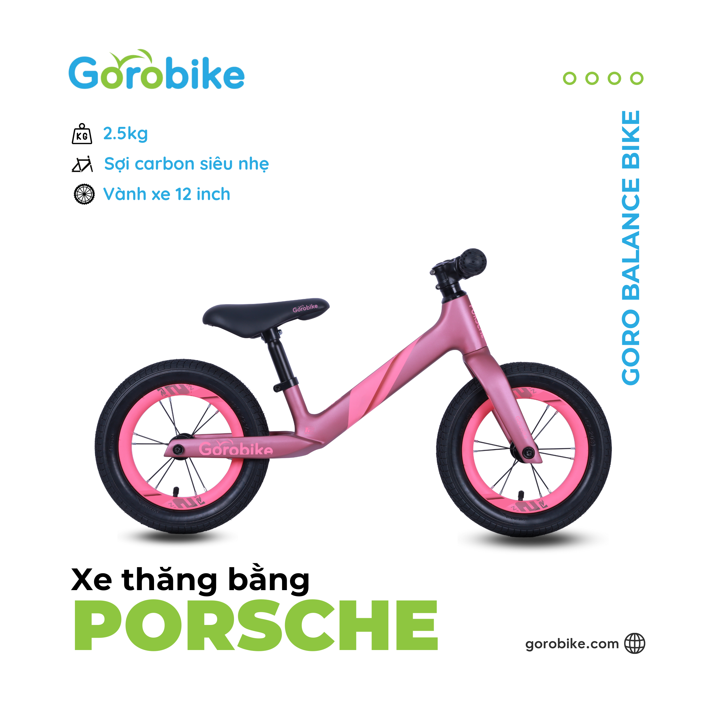 Xe Thăng Bằng Porsch Gorobike - Bánh 12 inch