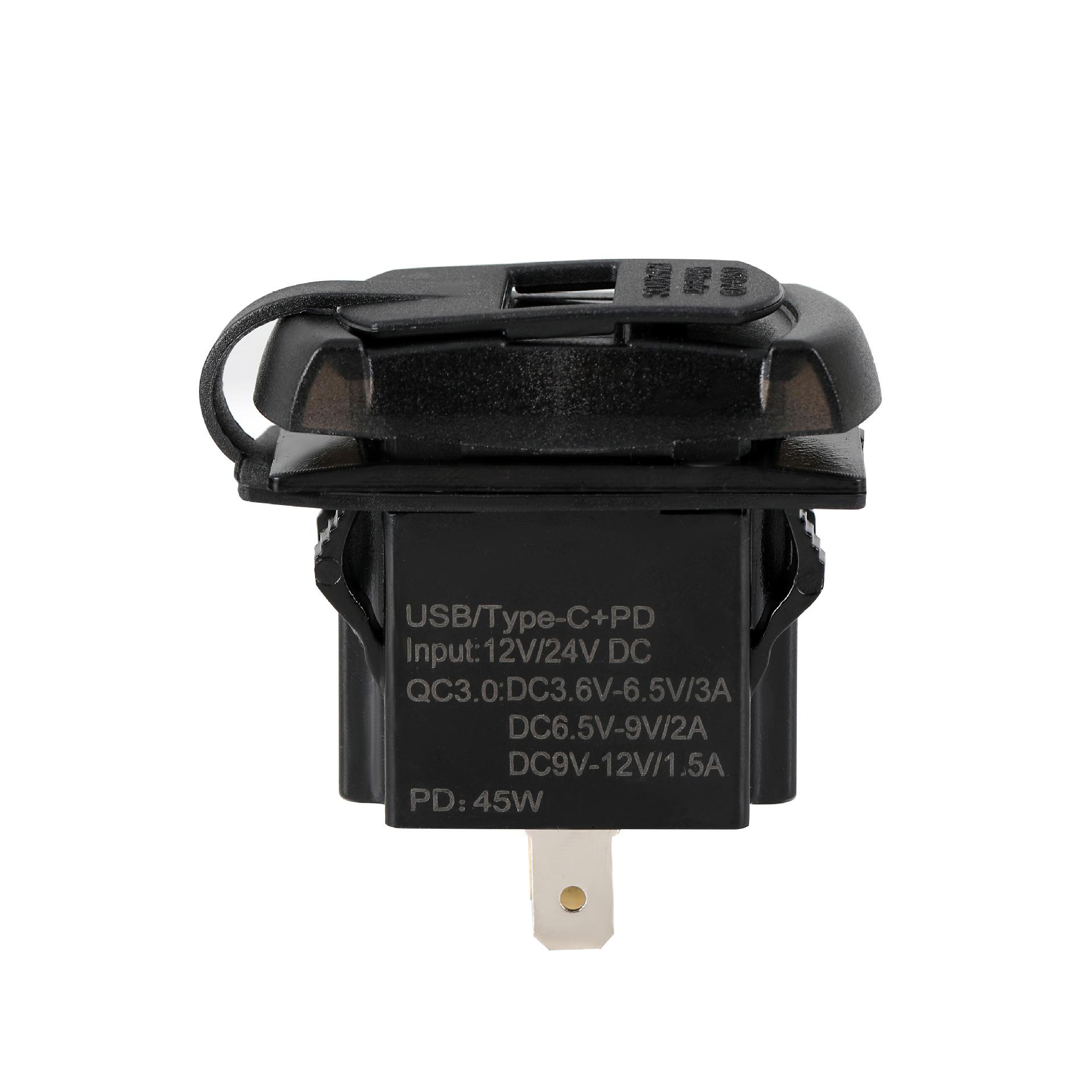 Giao hàng nhanh xe mới RV du thuyền đổi loại tàu loại công tắc USB kép màn hình hiển thị kỹ thuật số sạc nhanh PD3.0 sạc xe hơi