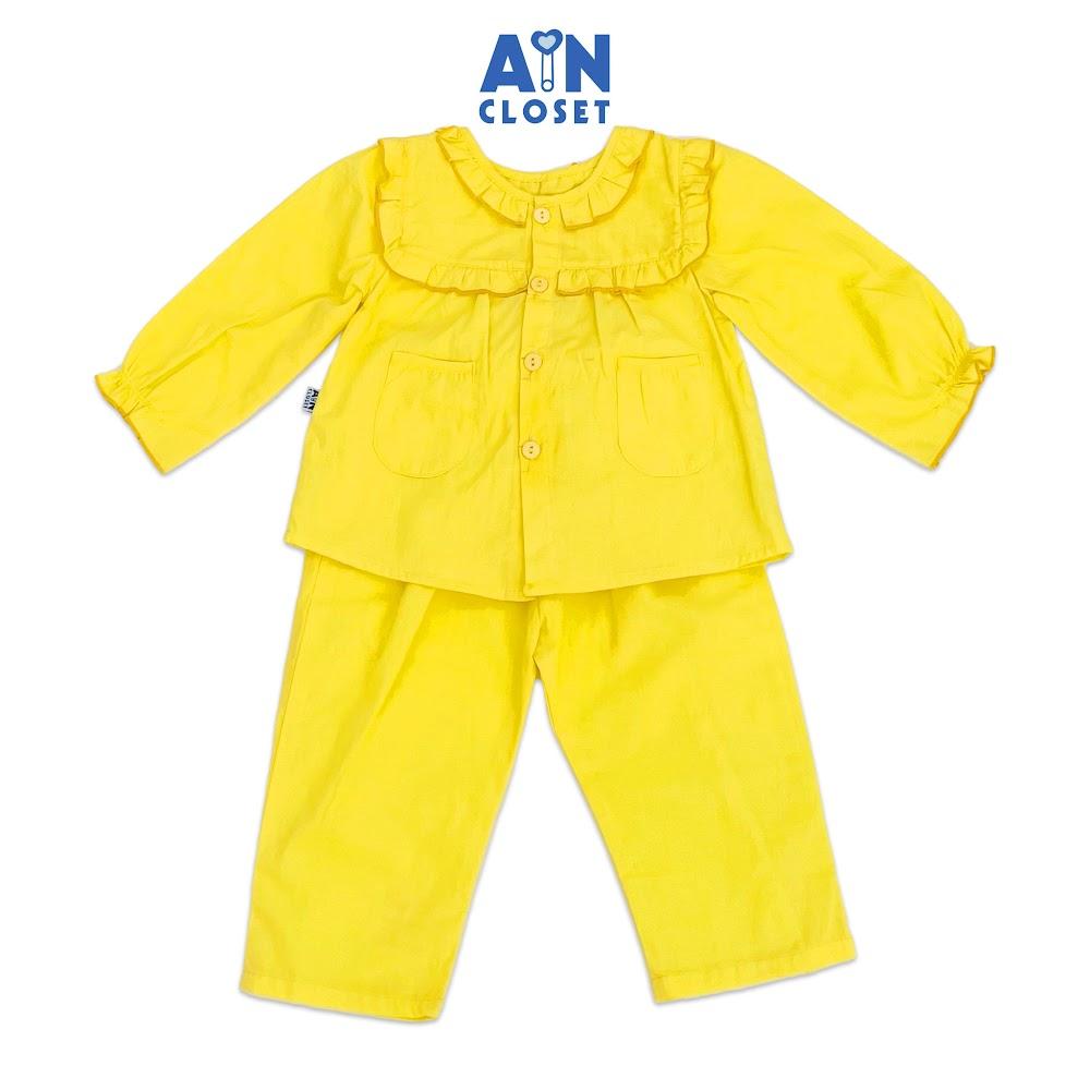 Bộ quần áo dài bé gái họa tiết Cổ Bèo Vàng trơn cotton - AICDBGIOJARF - AIN Closet