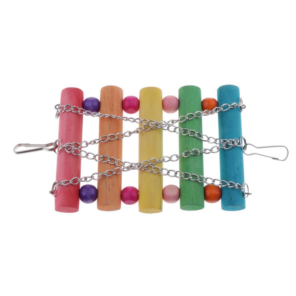 5Pcs Bird Swing Bite Standing Chewing Toy Set Hanging Parrot Wooden Toy