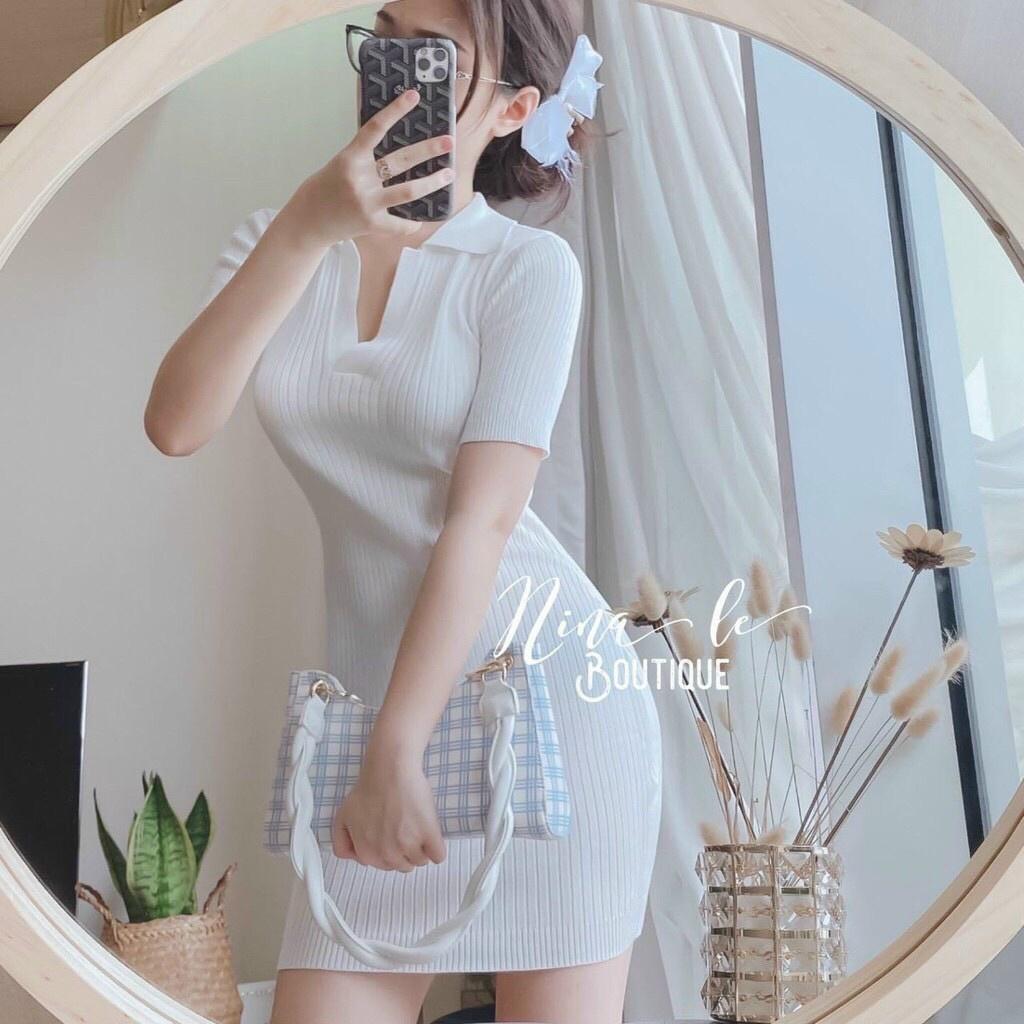 Đầm body thun cổ sơmi xinh xắn