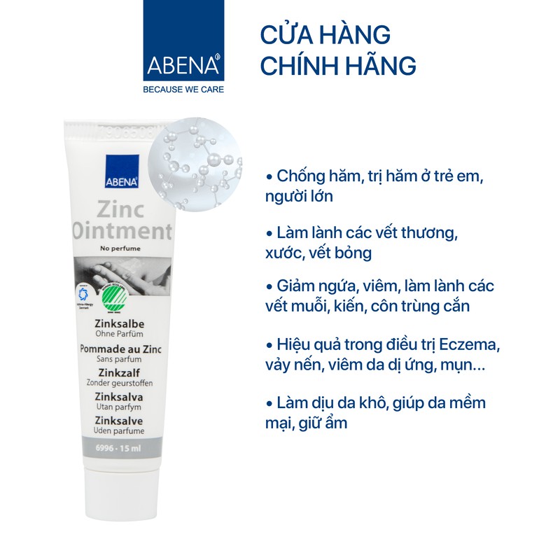 [ HIỆU QUẢ 2-3 LẦN SỬ DỤNG ] - KEM CHỐNG HĂM ABENA ZINC OINMENT 15ML - CHO TRẺ EM VÀ NGƯỜI LỚN