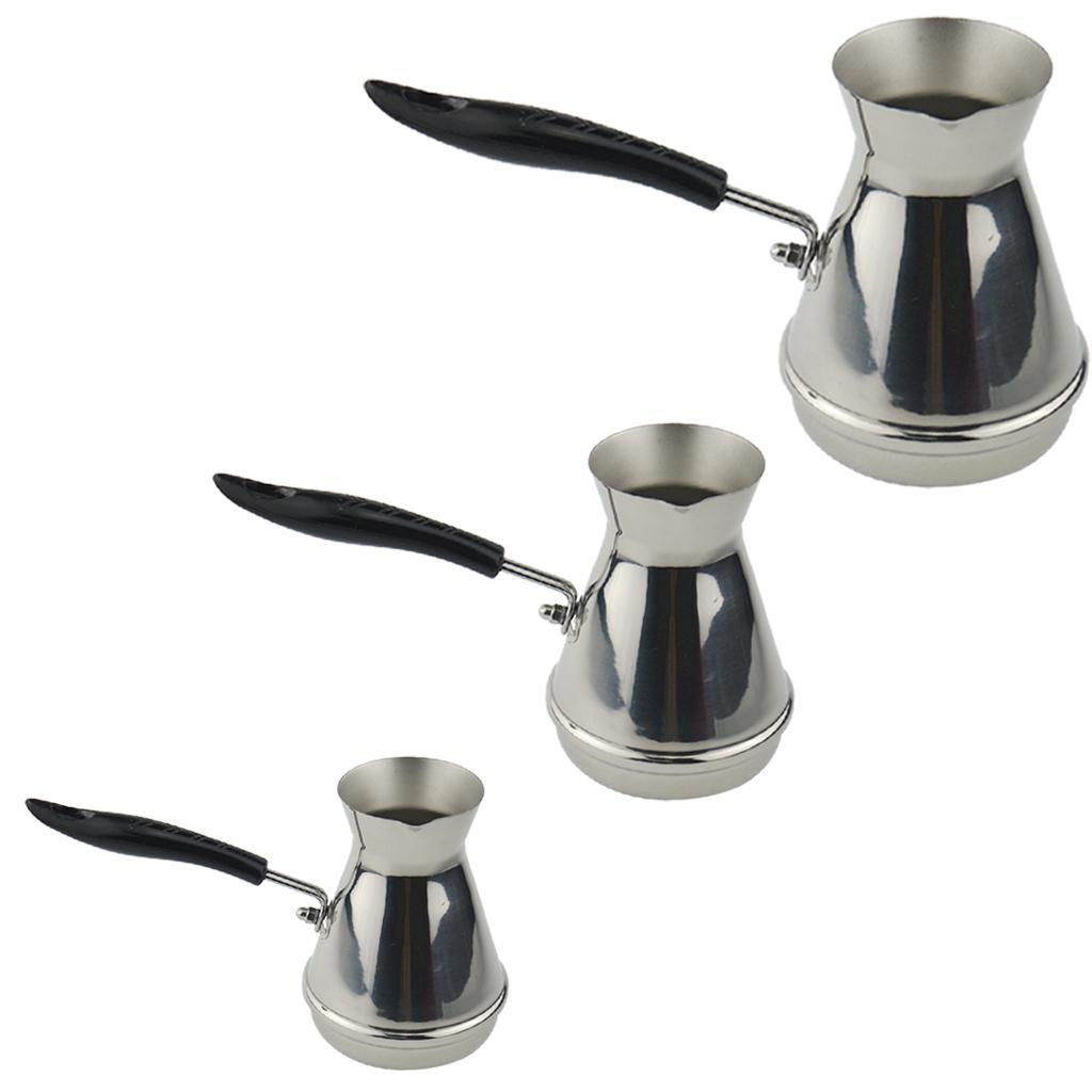 2pcs Cezve Turkish Coffee Pot Long Handle Ibrik Stainless Coffee Maker 350ml