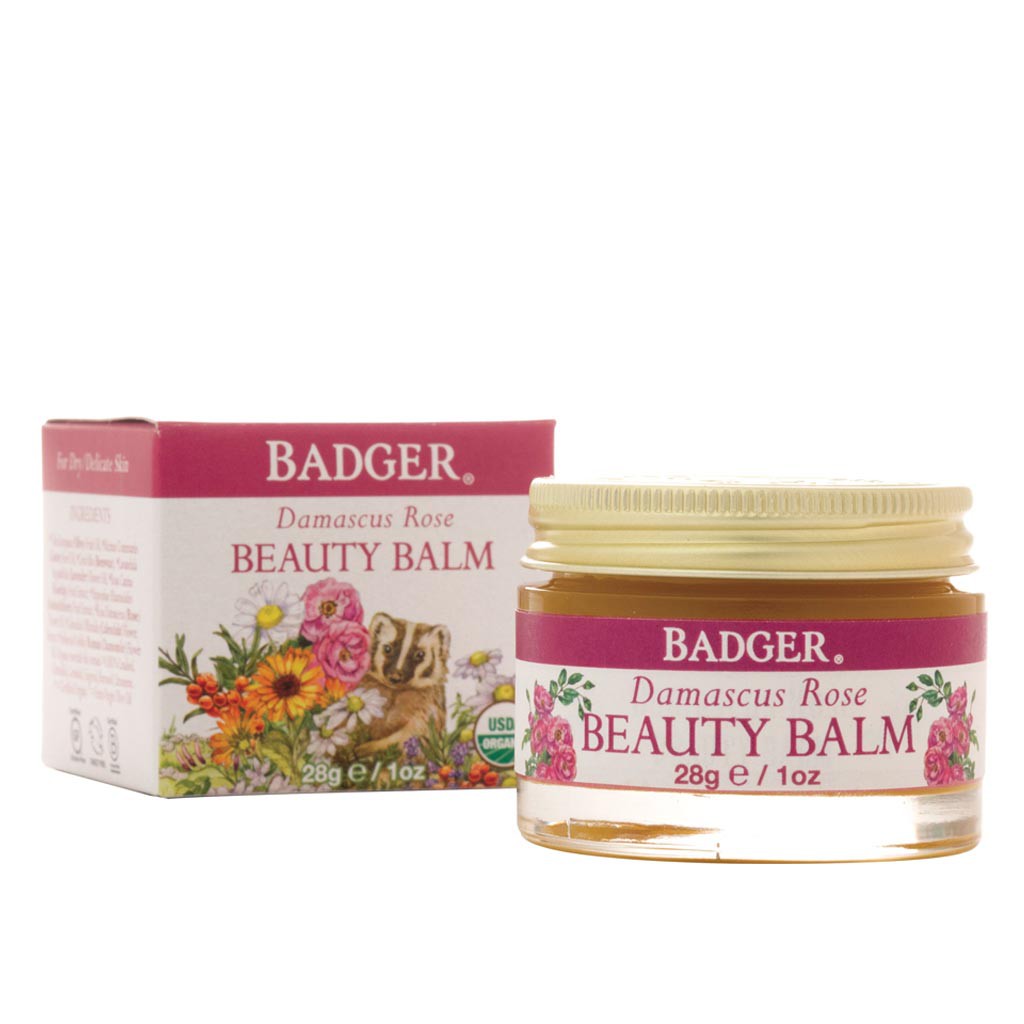 Sáp dưỡng da hoa hồng Badger Rose Beauty Balm USDA Organic - Dưỡng ẩm sâu cho da khô và da lão hóa - 28g