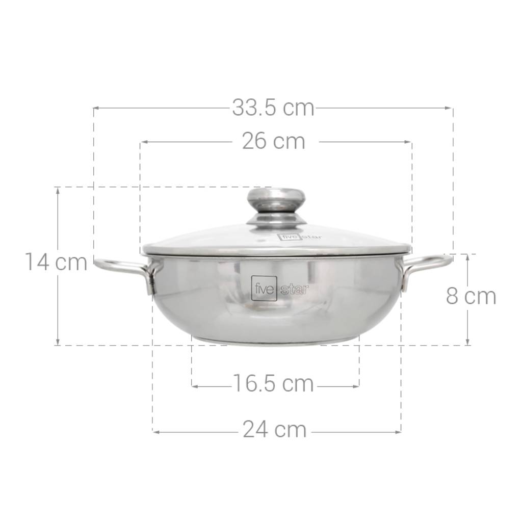 Nồi lẩu đa năng Fivestar nắp kính 24cm NL24-3DG - Hàng chính hãng