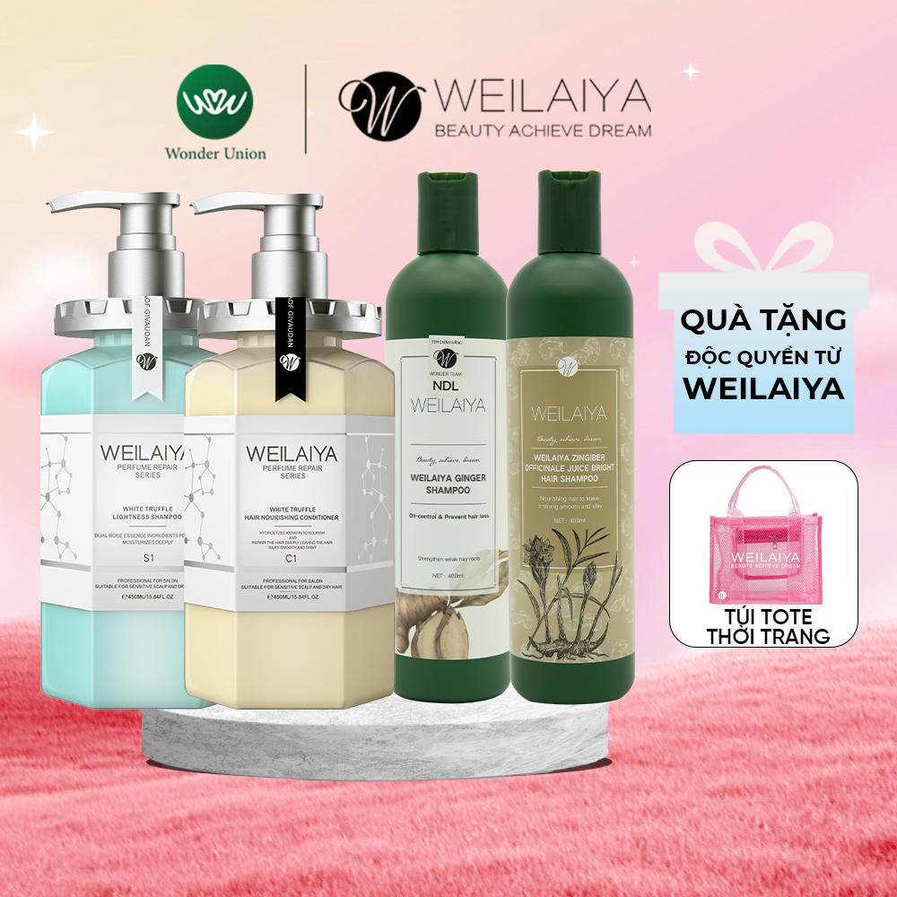 Bộ Dầu Gội Đầu, Dầu Xả Tóc Weilaiya Chiết Xuất Nấm Truffle Và 2 Chai Dầu Gội Thảo Dược Gừng Weilaiya
