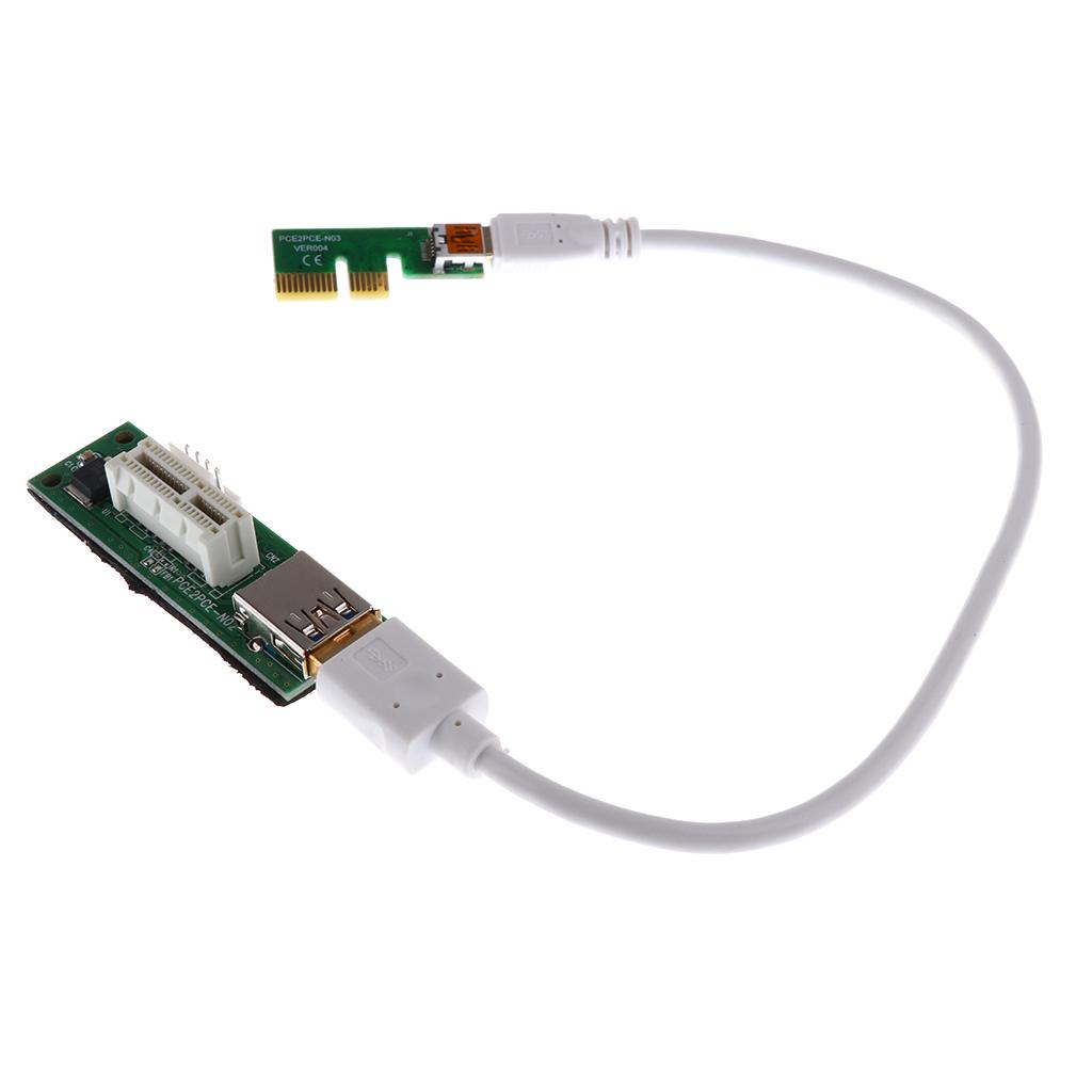 PCI Express PCI-E 1X Riser Card Extender Adapter USB3.0 Cable &Power Cord